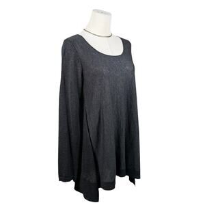 Eileen Fisher Merino Alpaca Tunic Sweater Gray A-Line Lagenlook Minimalist XS